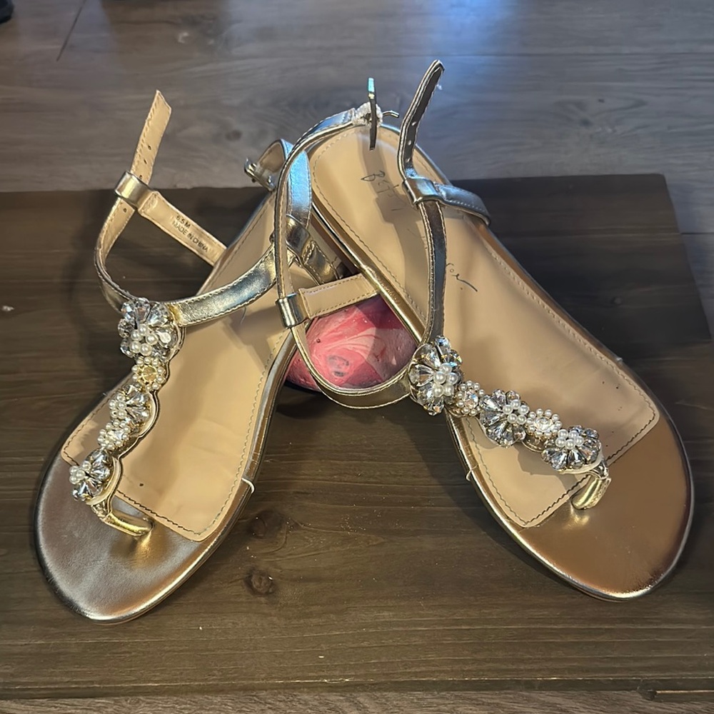 Betsey Johnson Gold Crystal Sandals